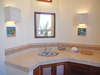 Master Bath with handpainted sink.